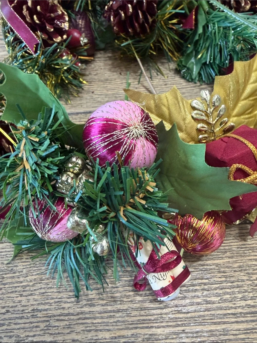VTG Large lot of Burgundy and Gold Holiday Craft Pieces Perfect for Centerpieces